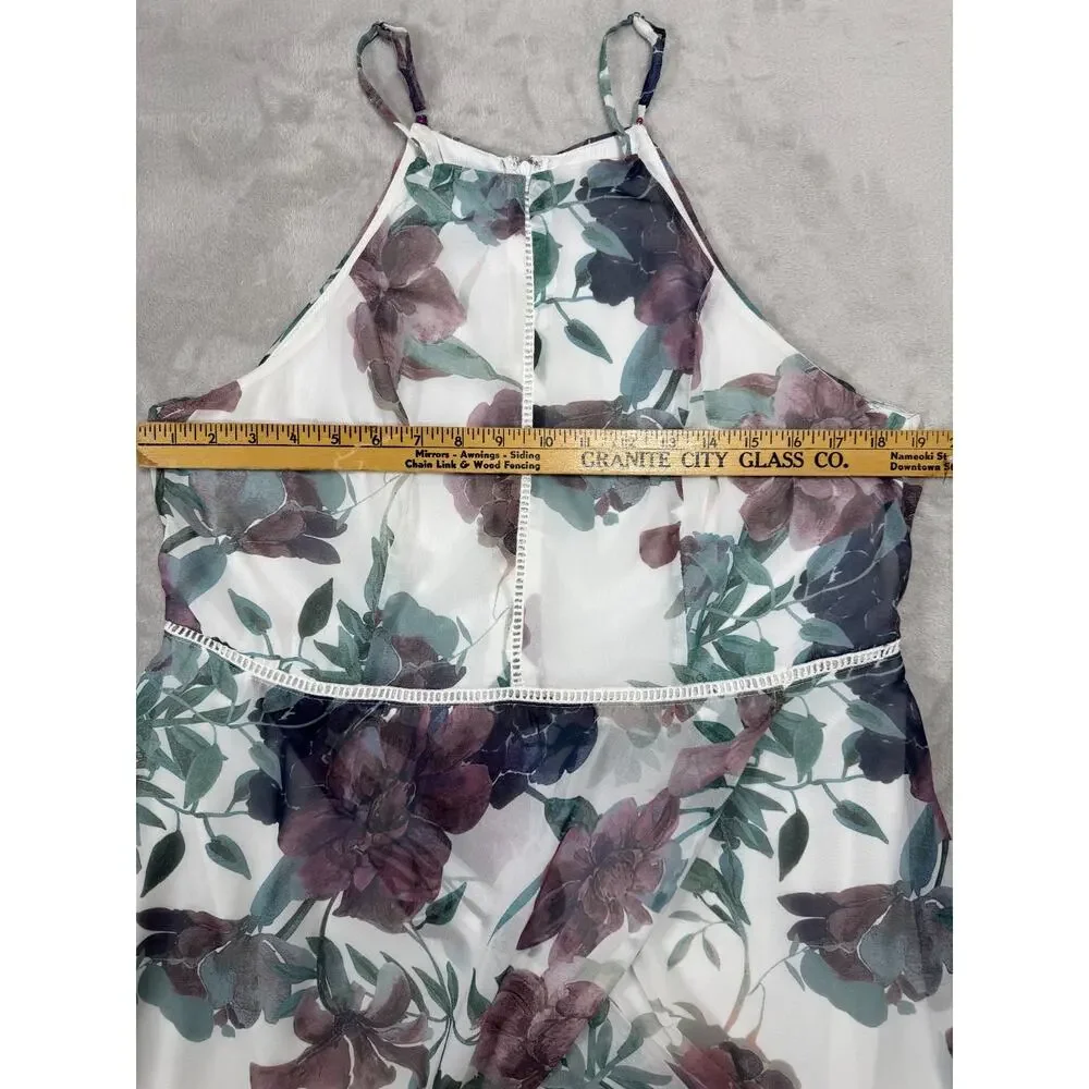 Y2K Charlotte Russe 1X Floral Chiffon Handkerchief Hem Dress Fairycore Whimsigot - Picture 7 of 12